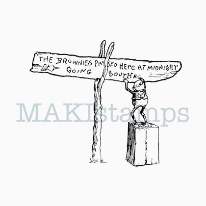 rubber stamp Brownie with road sign MAKIstamps rubber art stamps